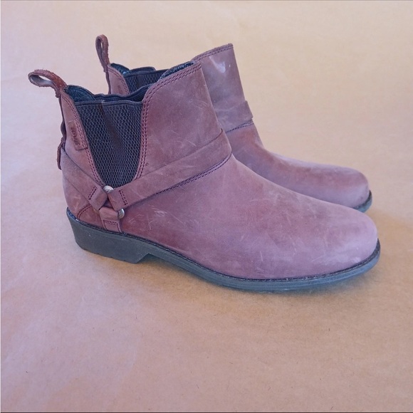 Teva De La Vina Dos Waterproof Leather Chelsea Boots 8.5 Marroon 1017146 - Picture 1 of 9